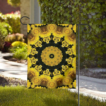 Yellow Flower Kaleidoscope Print House Flag
