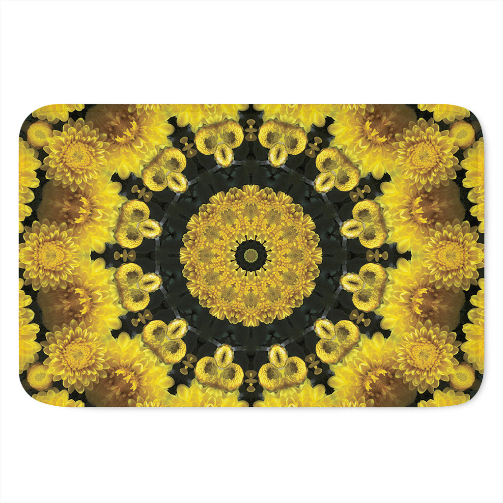 Yellow Flower Kaleidoscope Print Indoor Door Mat