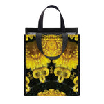 Yellow Flower Kaleidoscope Print Insulated Lunch Tote