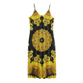 Yellow Flower Kaleidoscope Print Jersey Midi Cami Dress
