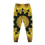 Yellow Flower Kaleidoscope Print Jogger Pants