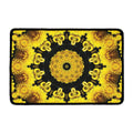 Yellow Flower Kaleidoscope Print Kitchen Mat