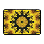 Yellow Flower Kaleidoscope Print Kitchen Mat