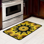 Yellow Flower Kaleidoscope Print Kitchen Mat