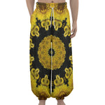 Yellow Flower Kaleidoscope Print Lantern Pants