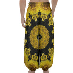 Yellow Flower Kaleidoscope Print Lantern Pants