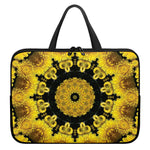 Yellow Flower Kaleidoscope Print Laptop Sleeve With Handle