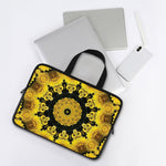 Yellow Flower Kaleidoscope Print Laptop Sleeve With Handle