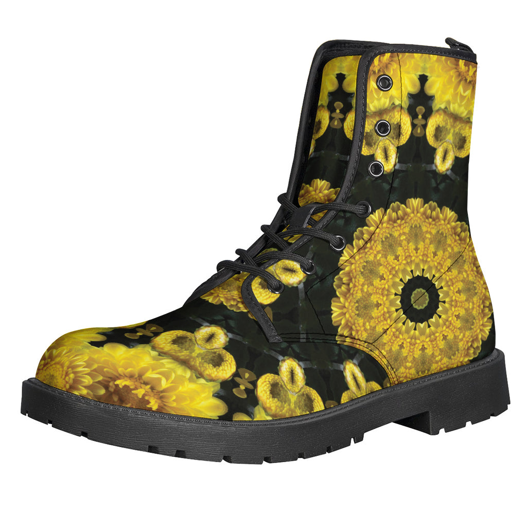 Yellow Flower Kaleidoscope Print Backpack