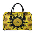 Yellow Flower Kaleidoscope Print Leather Duffel Bag