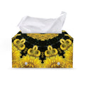 Yellow Flower Kaleidoscope Print Leather Tissue Box Cover