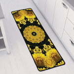 Yellow Flower Kaleidoscope Print Long Kitchen Mat