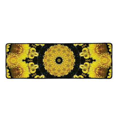 Yellow Flower Kaleidoscope Print Long Kitchen Mat