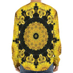 Yellow Flower Kaleidoscope Print Long Sleeve Baseball Jersey