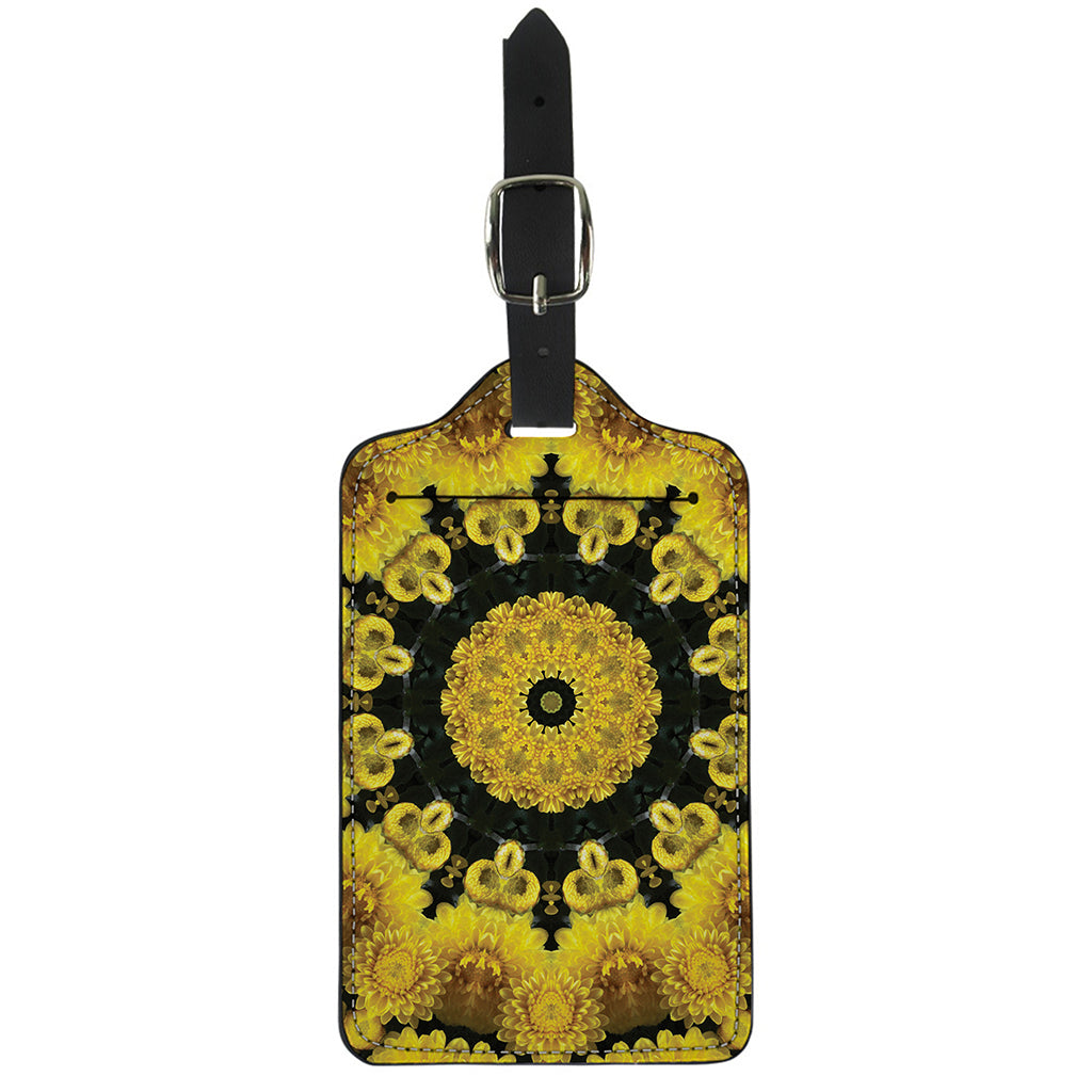Yellow Flower Kaleidoscope Print Luggage Tag