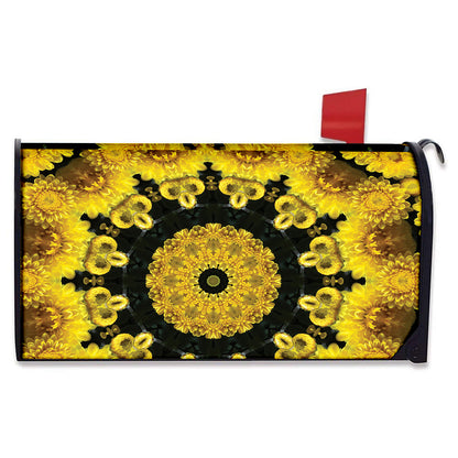 Yellow Flower Kaleidoscope Print Mailbox Cover