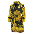 Yellow Flower Kaleidoscope Print Men's Bathrobe