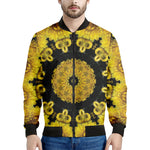 Yellow Flower Kaleidoscope Print Men's Bomber Jacket