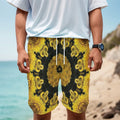 Yellow Flower Kaleidoscope Print Men's Cargo Shorts