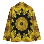Yellow Flower Kaleidoscope Print Men's Cotton Blazer