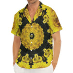 Yellow Flower Kaleidoscope Print Men's Deep V-Neck Shirt