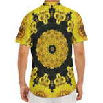 Yellow Flower Kaleidoscope Print Men's Deep V-Neck Shirt