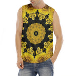 Yellow Flower Kaleidoscope Print Men's Fitness Tank Top