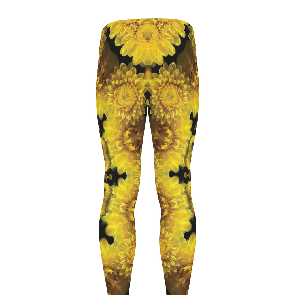 Yellow Flower Kaleidoscope Print Men's leggings