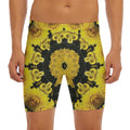 Yellow Flower Kaleidoscope Print Men's Long Boxer Briefs