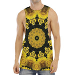 Yellow Flower Kaleidoscope Print Men's Muscle Tank Top