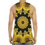 Yellow Flower Kaleidoscope Print Men's Muscle Tank Top