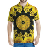 Yellow Flower Kaleidoscope Print Men's Polo Shirt