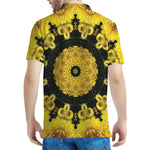Yellow Flower Kaleidoscope Print Men's Polo Shirt