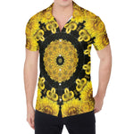 Yellow Flower Kaleidoscope Print Men's Shirt