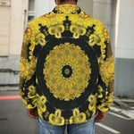 Yellow Flower Kaleidoscope Print Men's Shirt Jacket