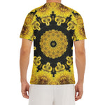 Yellow Flower Kaleidoscope Print Men's Short Sleeve Rash Guard