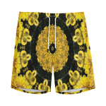 Yellow Flower Kaleidoscope Print Men's Sports Shorts