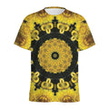 Yellow Flower Kaleidoscope Print Men's Athletic T-Shirt