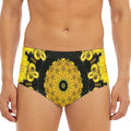 Yellow Flower Kaleidoscope Print Men's Triangle Swim Briefs