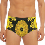 Yellow Flower Kaleidoscope Print Men's Triangle Swim Briefs