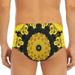 Yellow Flower Kaleidoscope Print Men's Triangle Swim Briefs
