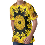 Yellow Flower Kaleidoscope Print Men's Velvet T-Shirt