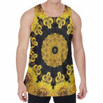 Yellow Flower Kaleidoscope Print Men's Velvet Tank Top