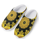 Yellow Flower Kaleidoscope Print Mesh Casual Shoes