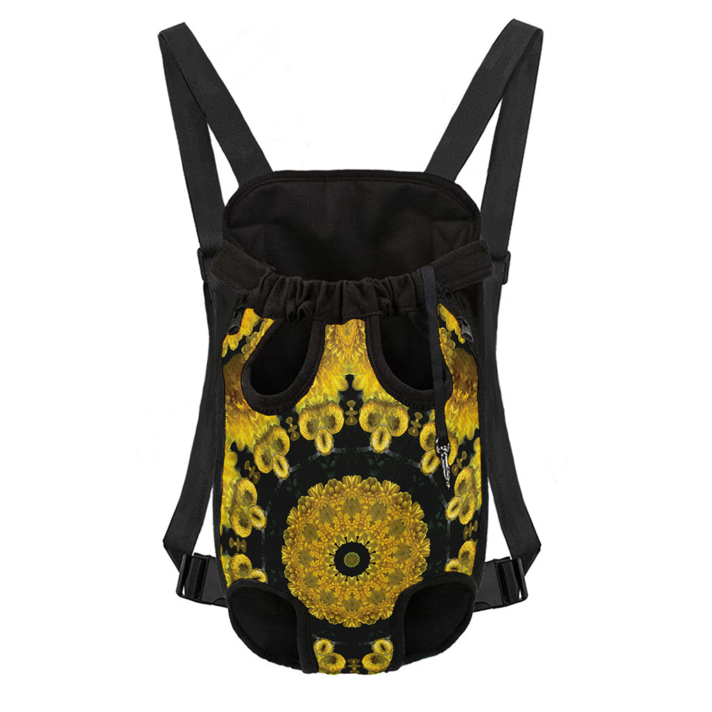 Yellow Flower Kaleidoscope Print Pet Carrier Backpack