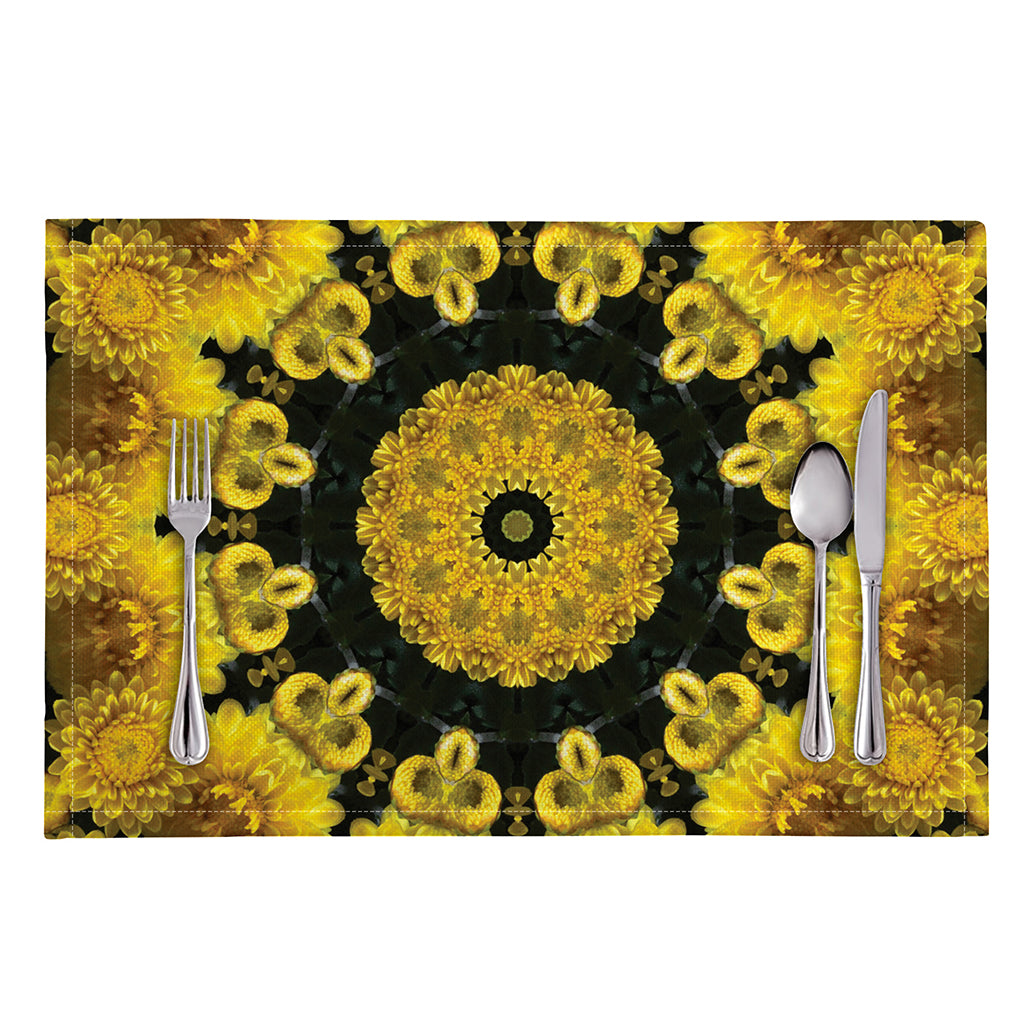 Yellow Flower Kaleidoscope Print Placemat