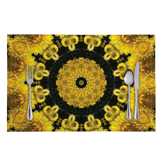 Yellow Flower Kaleidoscope Print Placemat