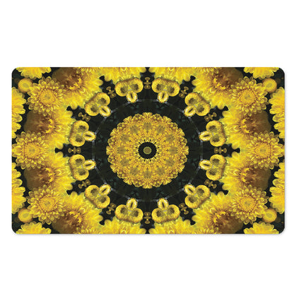 Yellow Flower Kaleidoscope Print Polyester Doormat