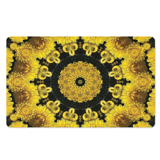Yellow Flower Kaleidoscope Print Polyester Doormat