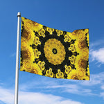 Yellow Flower Kaleidoscope Print Polyester Flag